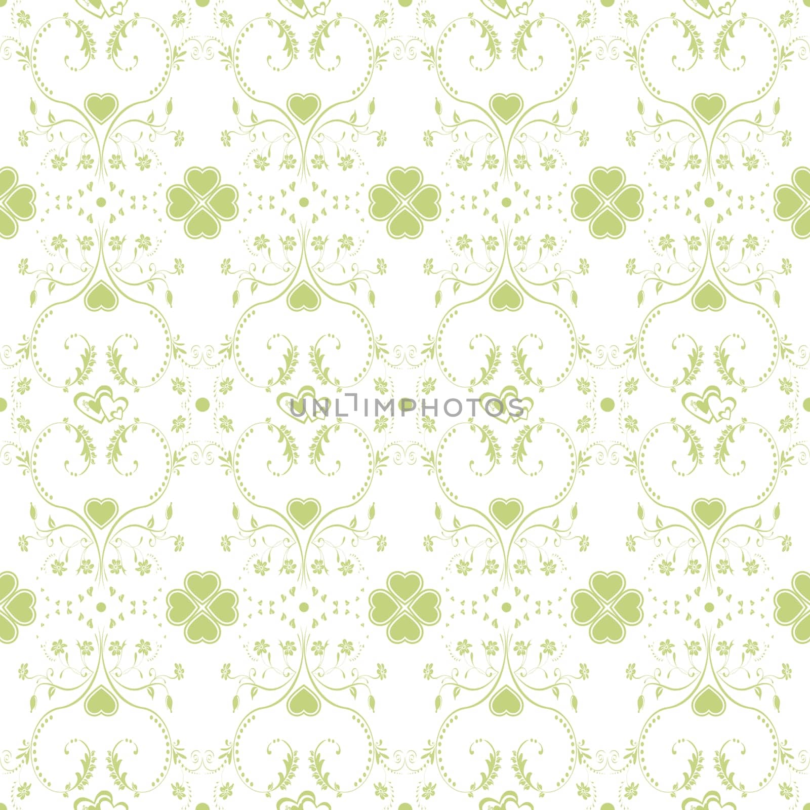 Seamless pattern of hearts and floral