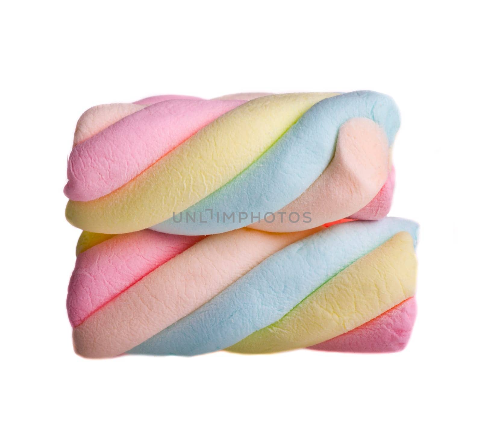 colorful marshmallows on a white background