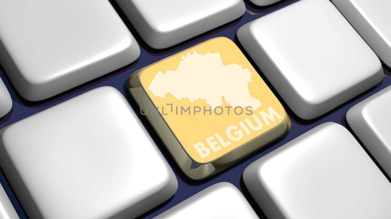 Keyboard (detail) with Belgium map key - 3d made