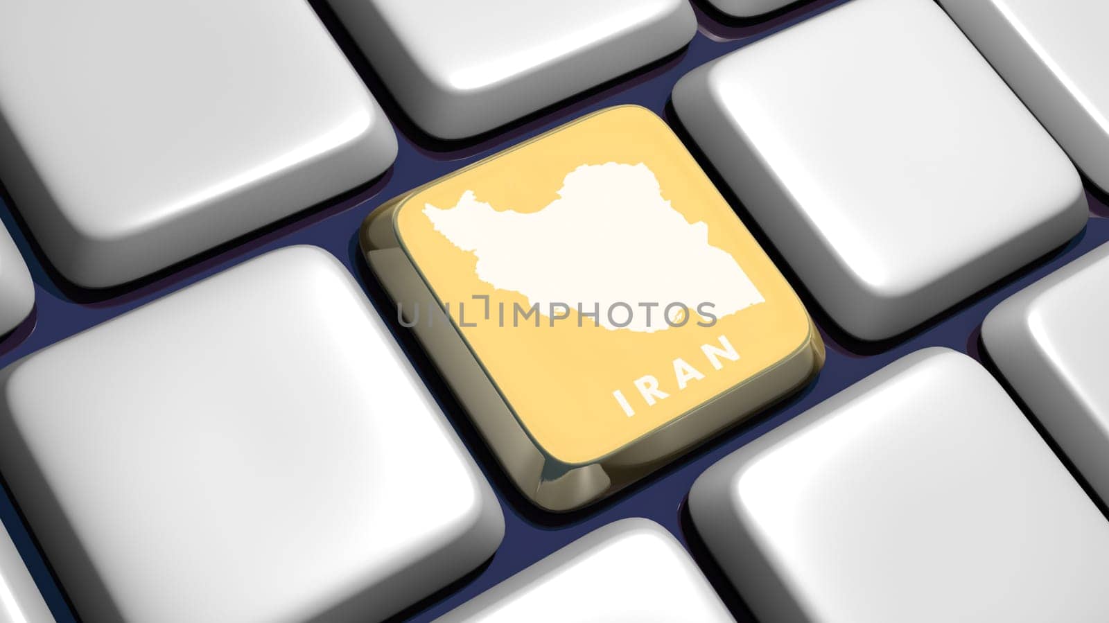 Keyboard (detail) with Iran map key - 3d made