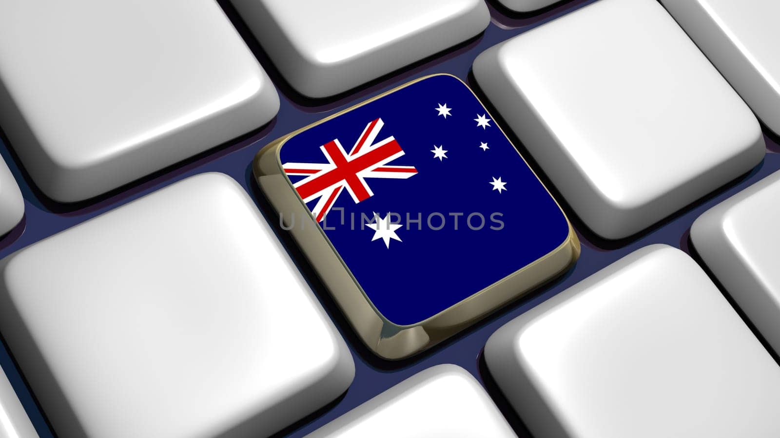 Keyboard (detail) with Australian flag key - 3d made
