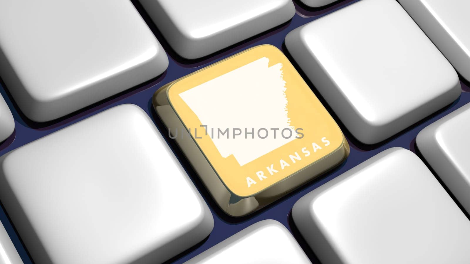 Keyboard (detail) with Arkansas map key - 3d made