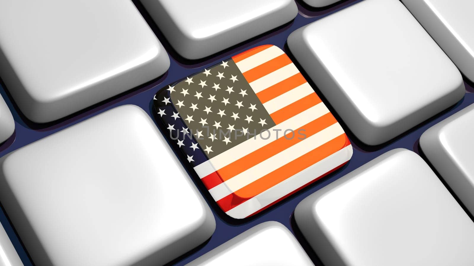 Keyboard (detail) with USA flag key - 3d made