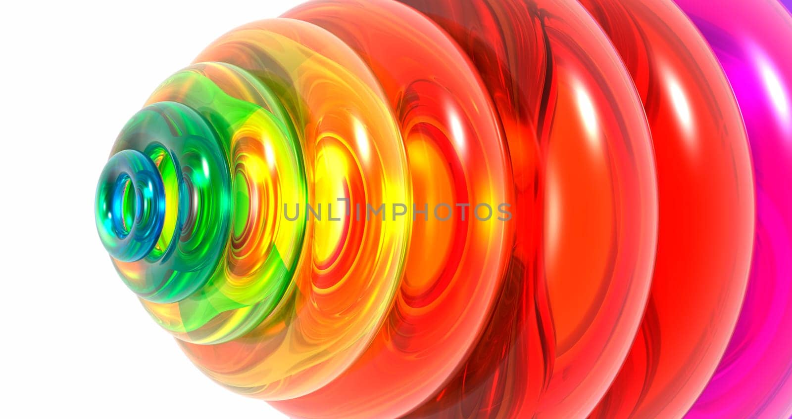 3d background illustration with glass color rings