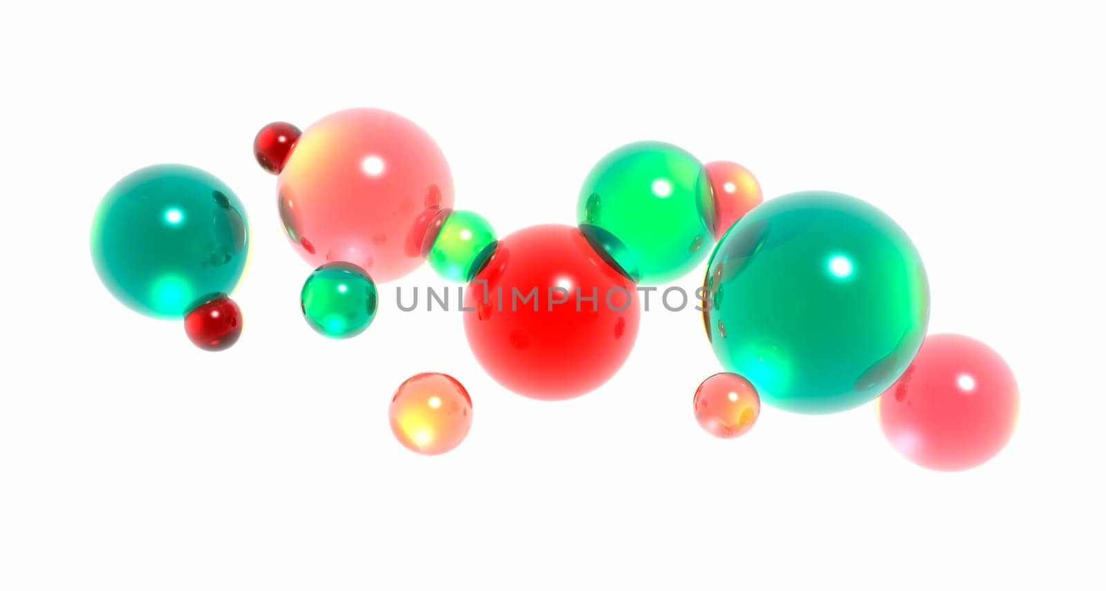 3d background illustration with glass balls or bubbles