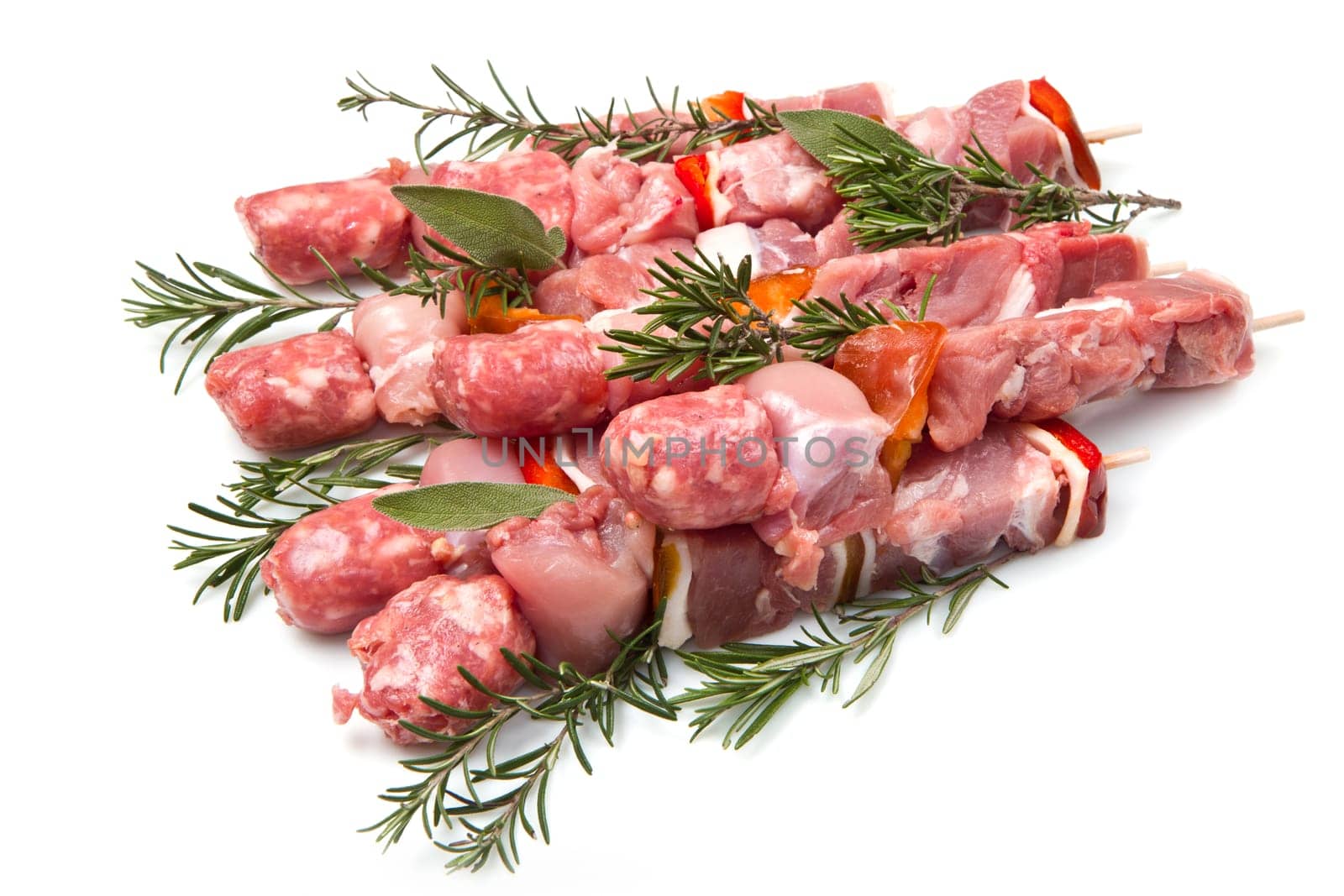 Meat and pepper skewers