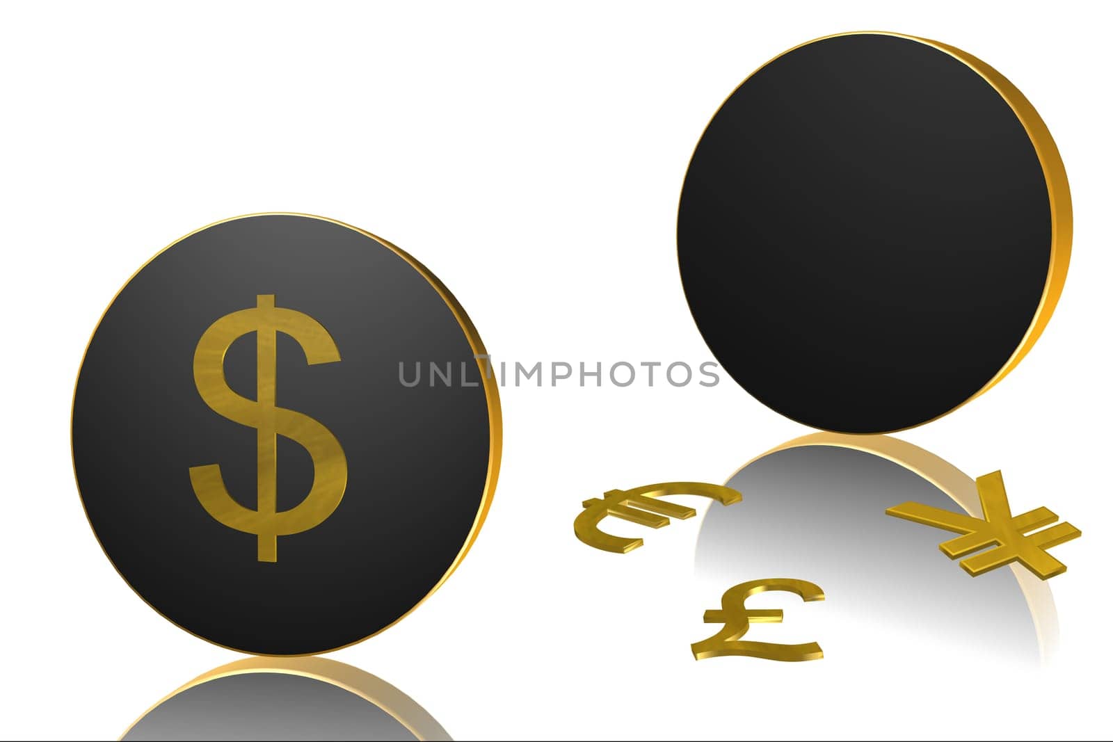 black icons with symbols of golden coins on white background