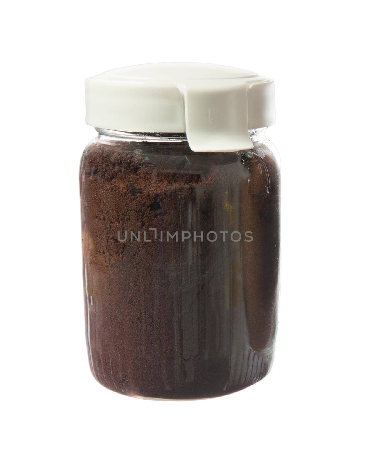 jar of ground coffee  on white background