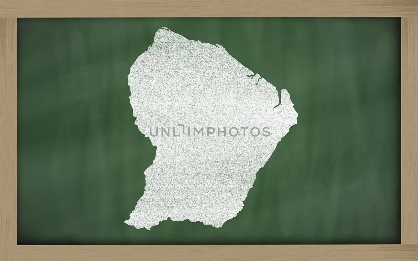 drawing of french guyana on blackboard, drawn by chalk