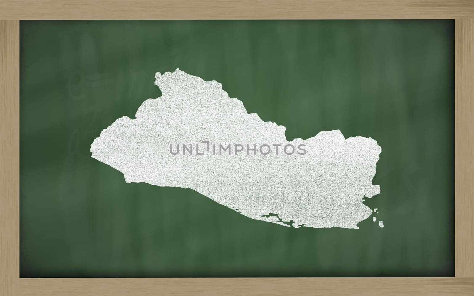 drawing of el salvador on blackboard, drawn by chalk