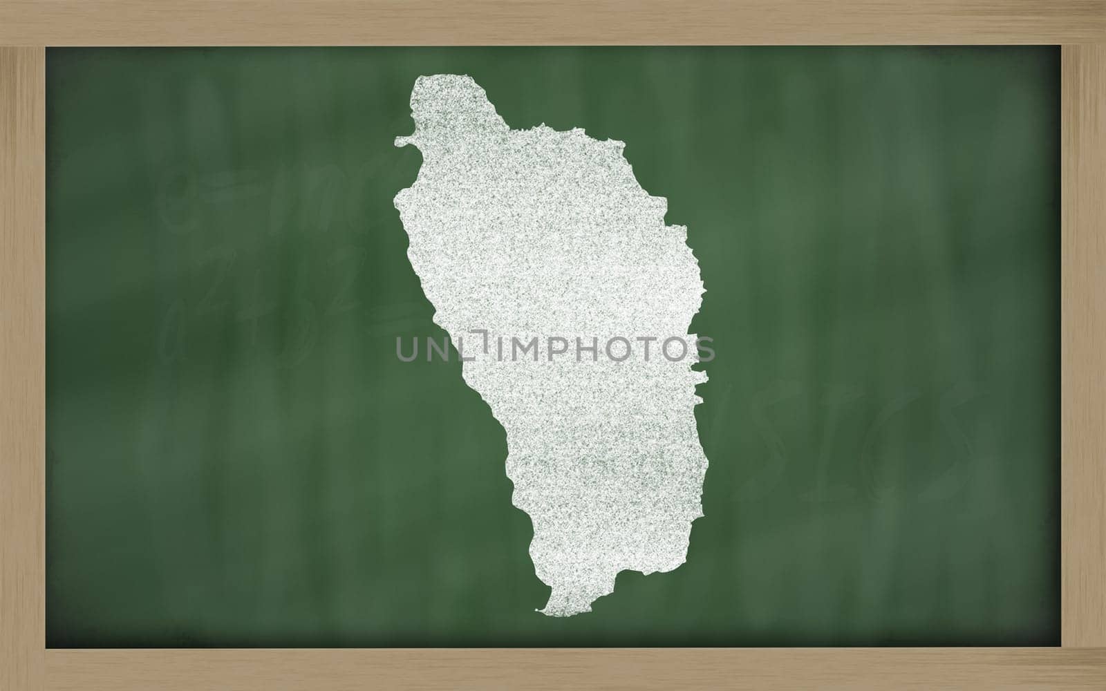 drawing of dominican republic on blackboard, drawn by chalk