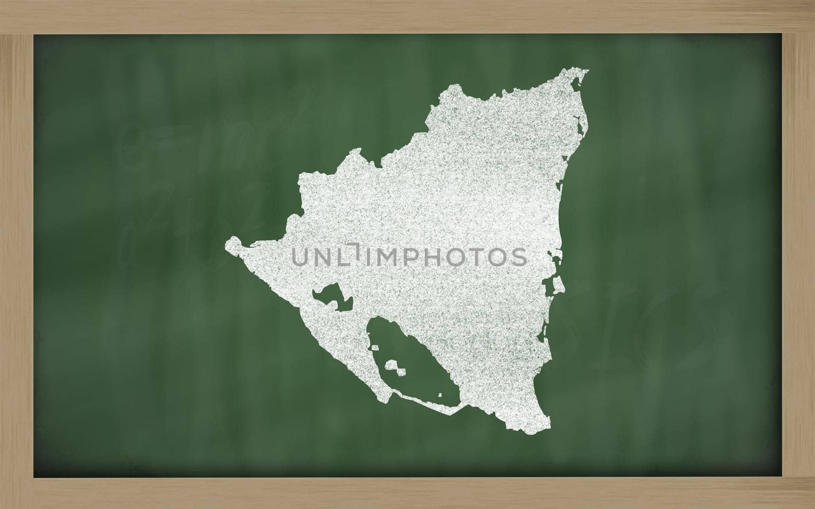 drawing of nicaragua on blackboard, drawn by chalk