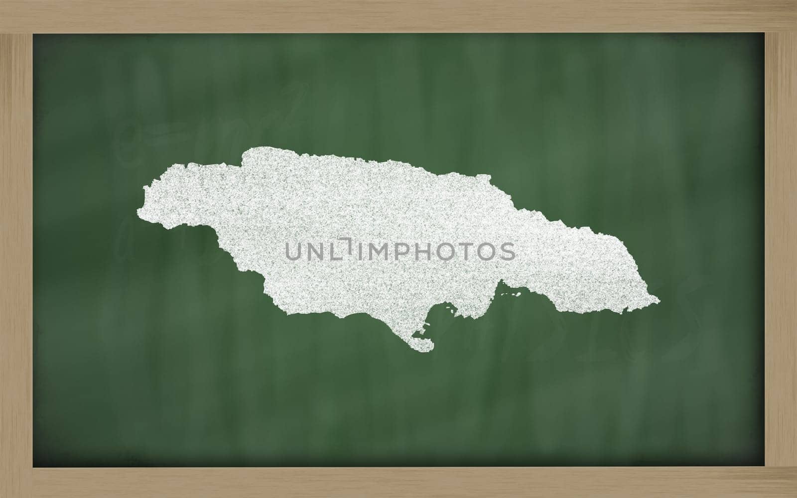drawing of jamaica on blackboard, drawn by chalk