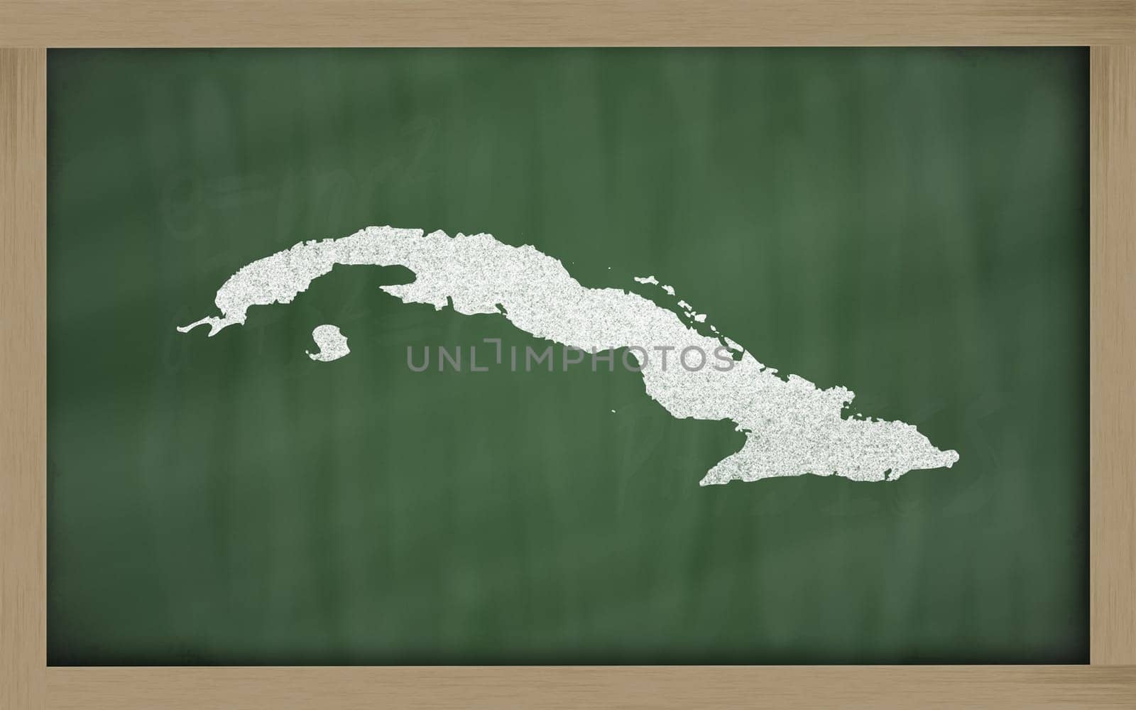 drawing of cuba on blackboard, drawn by chalk