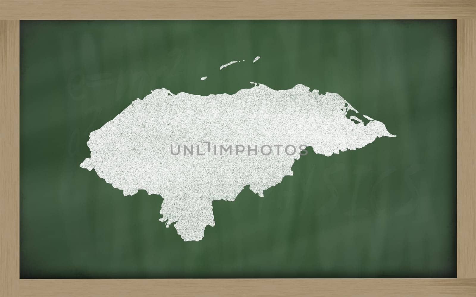 drawing of honduras on blackboard, drawn by chalk
