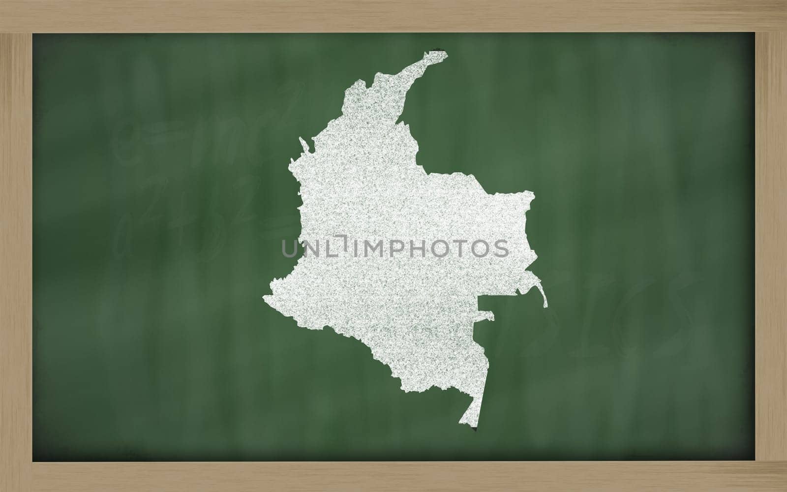 drawing of colombia on blackboard, drawn by chalk