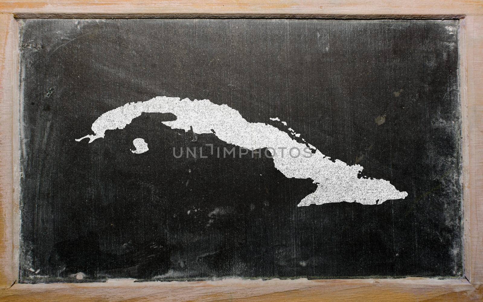 drawing of cuba on blackboard, drawn by chalk