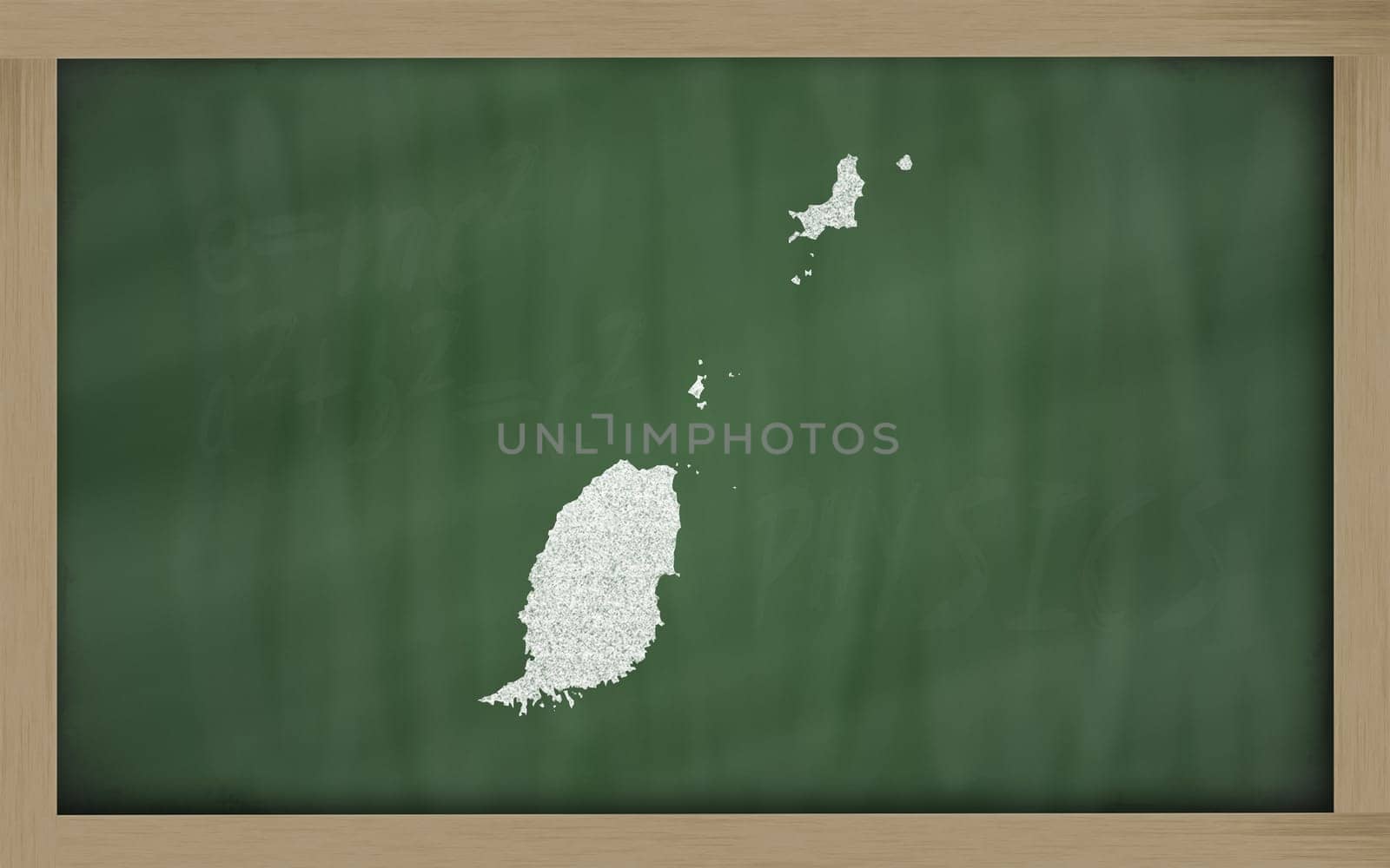 drawing of grenada on blackboard, drawn by chalk