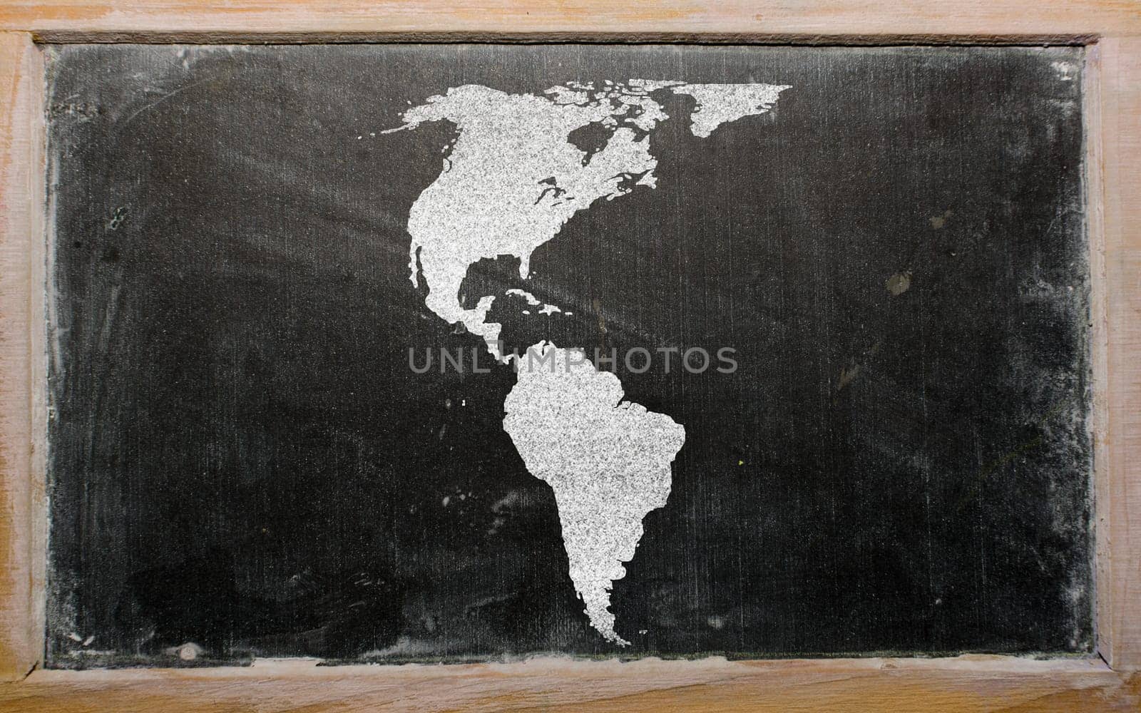 drawing of america on blackboard, drawn by chalk