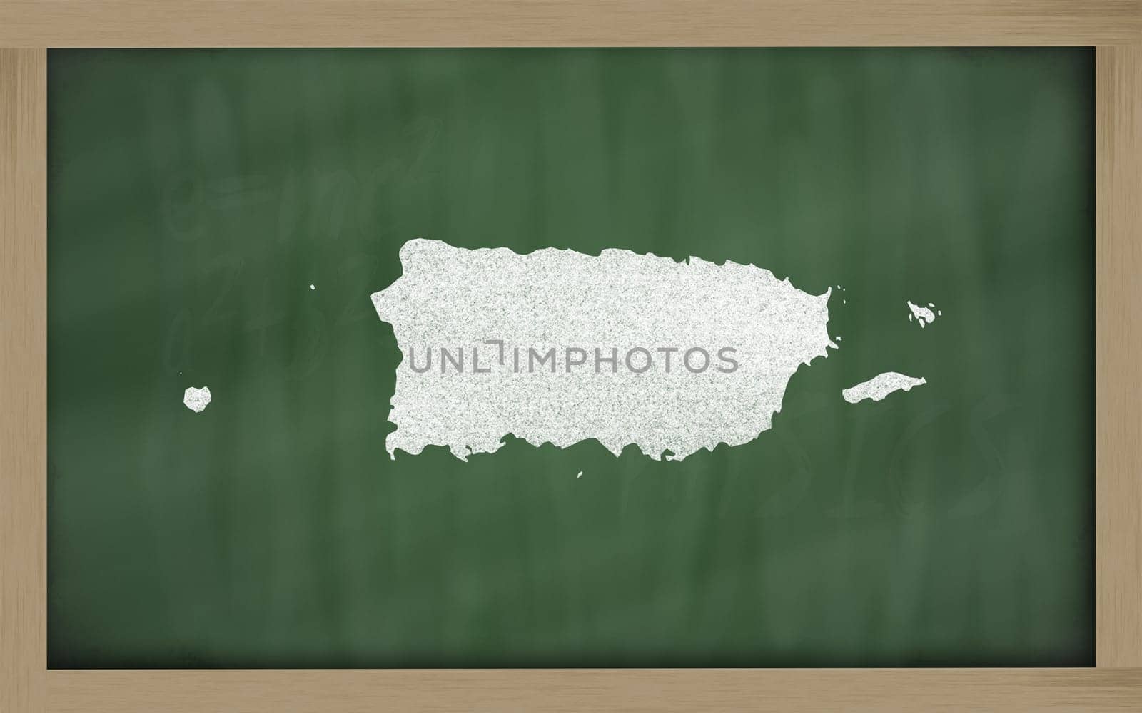 drawing of puerto rico on blackboard, drawn by chalk