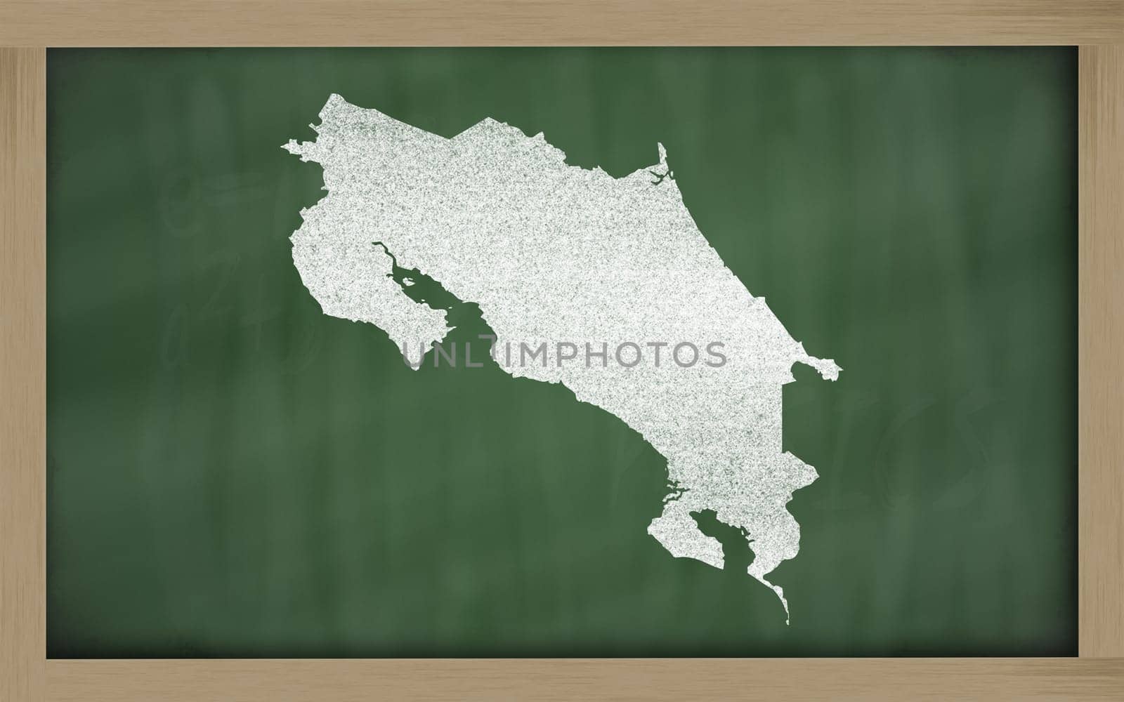 drawing of costarica on blackboard, drawn by chalk
