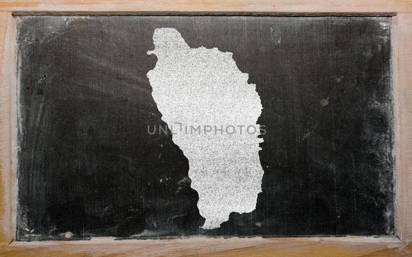 drawing of dominica on blackboard, drawn by chalk