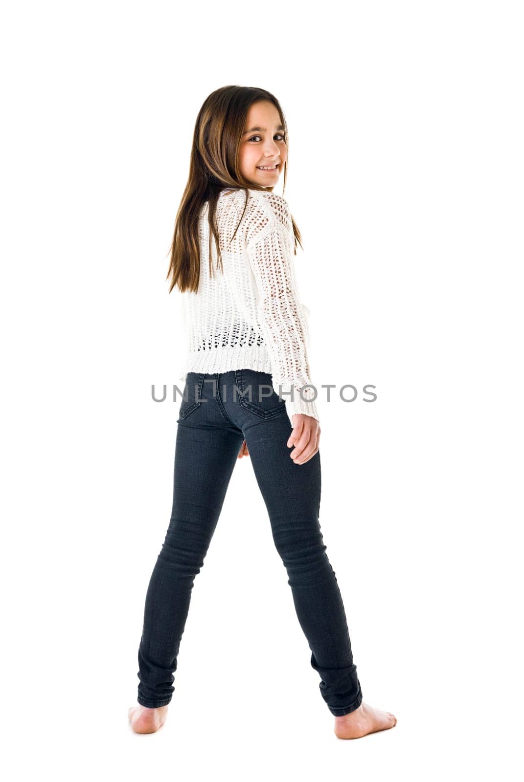 Portrait of a young girl isolated on white background