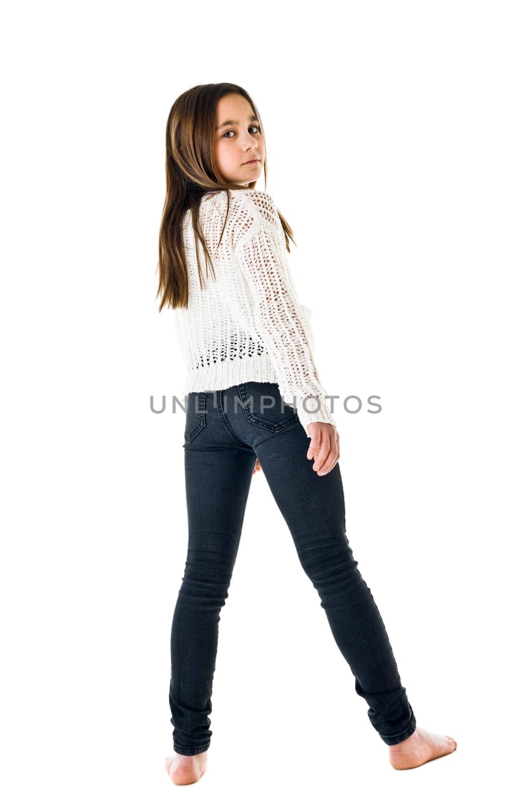 Portrait of a young girl isolated on white background