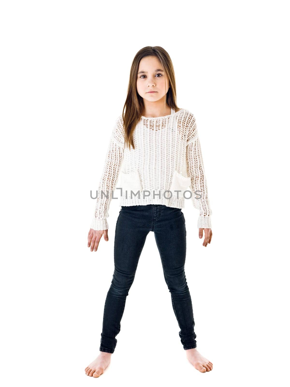 Portrait of a young girl isolated on white background