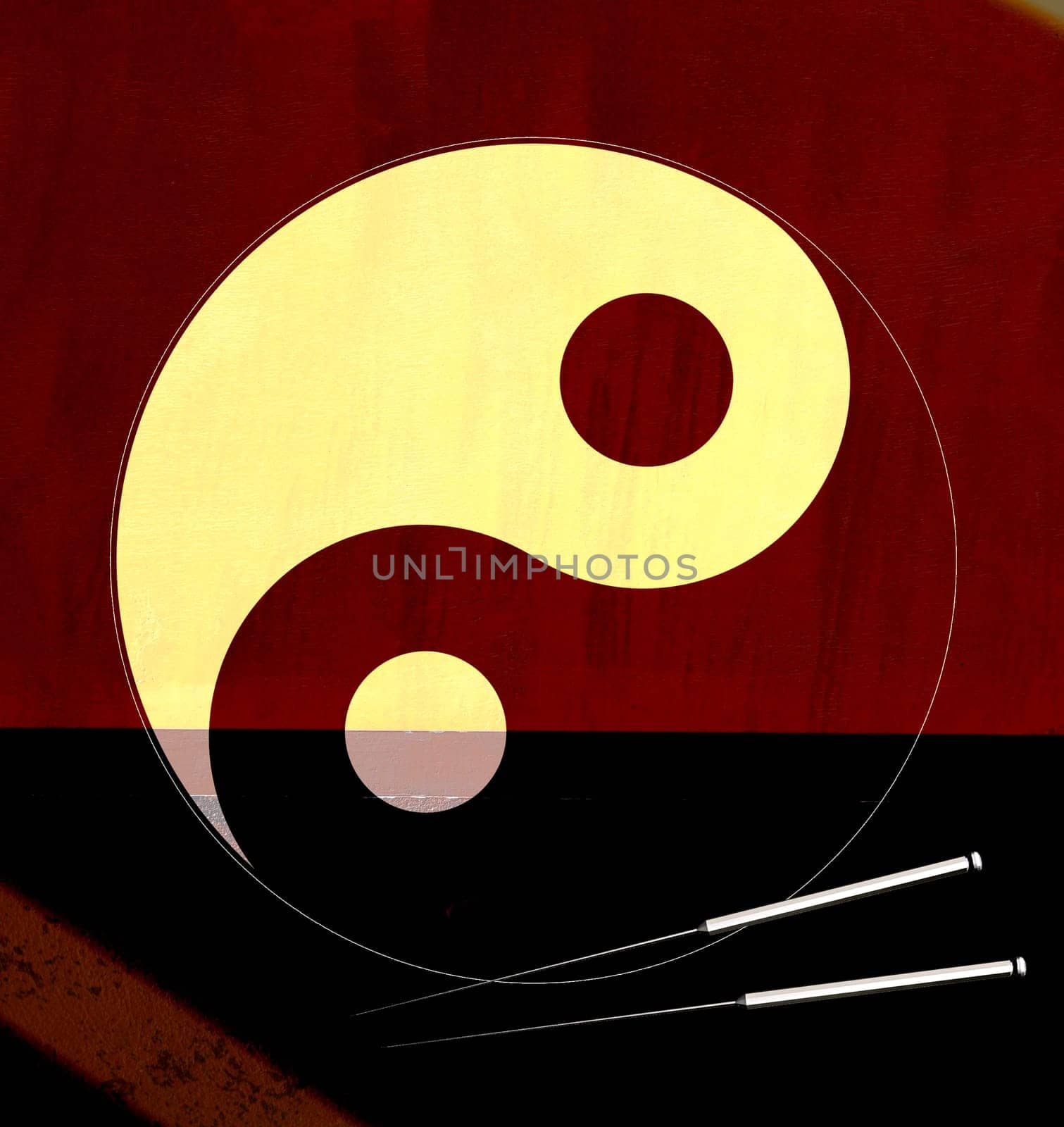 Yin-Yang with acupuncture needles