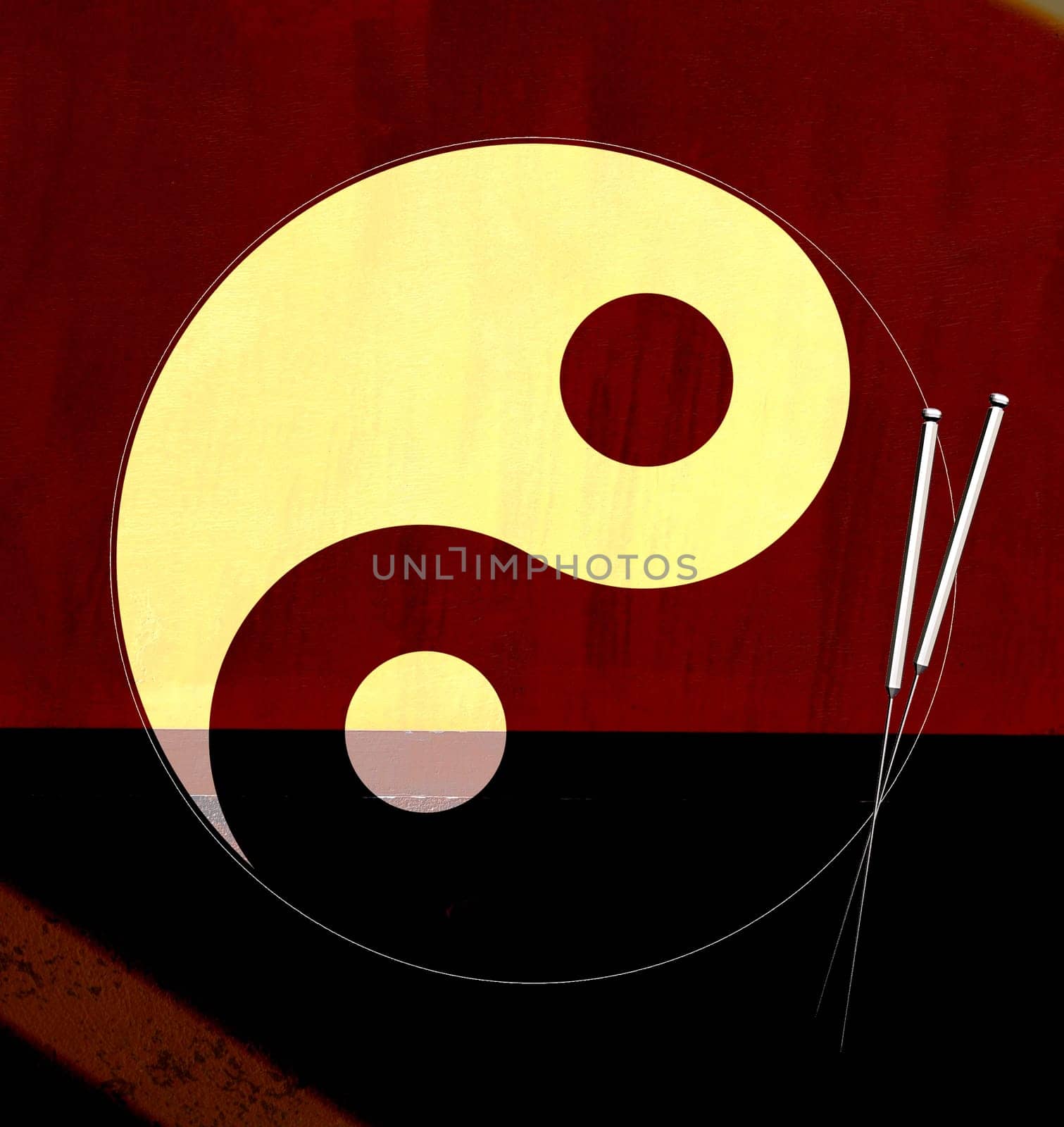 Yin-Yang with acupuncture needles