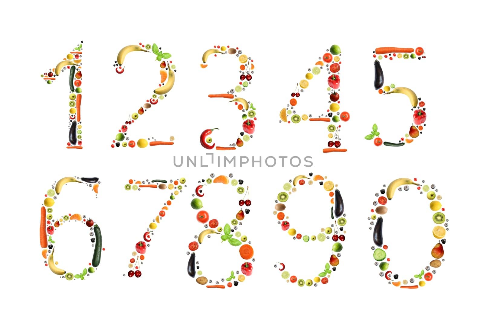 Numbers from fruit and vegetables