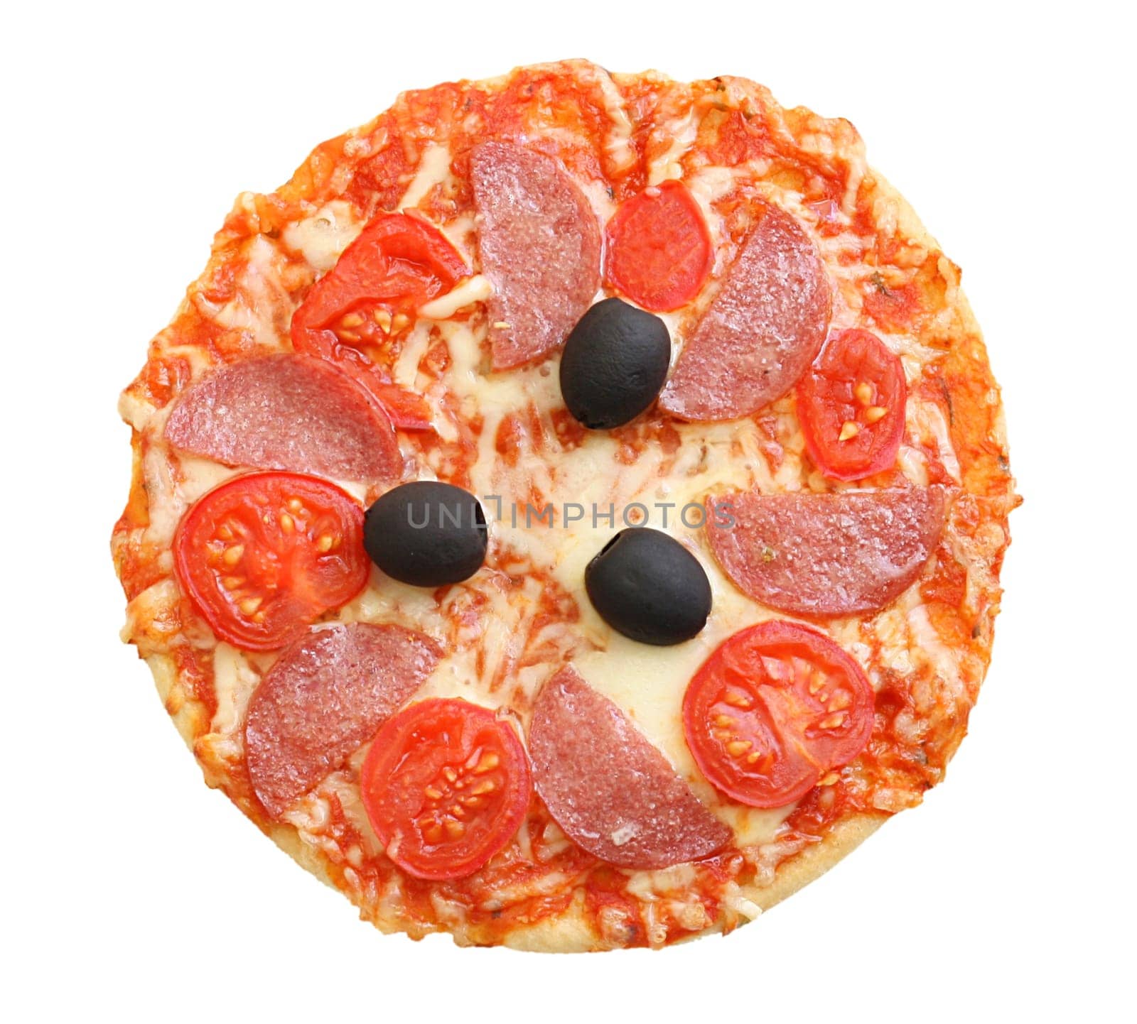 Pizza arrabiata with salami