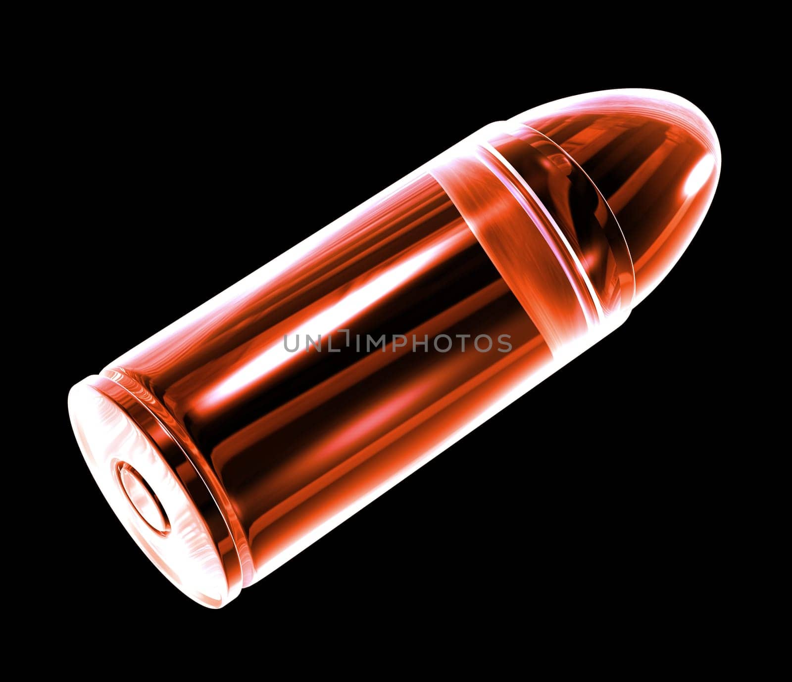 3d made - bullet made of red glass