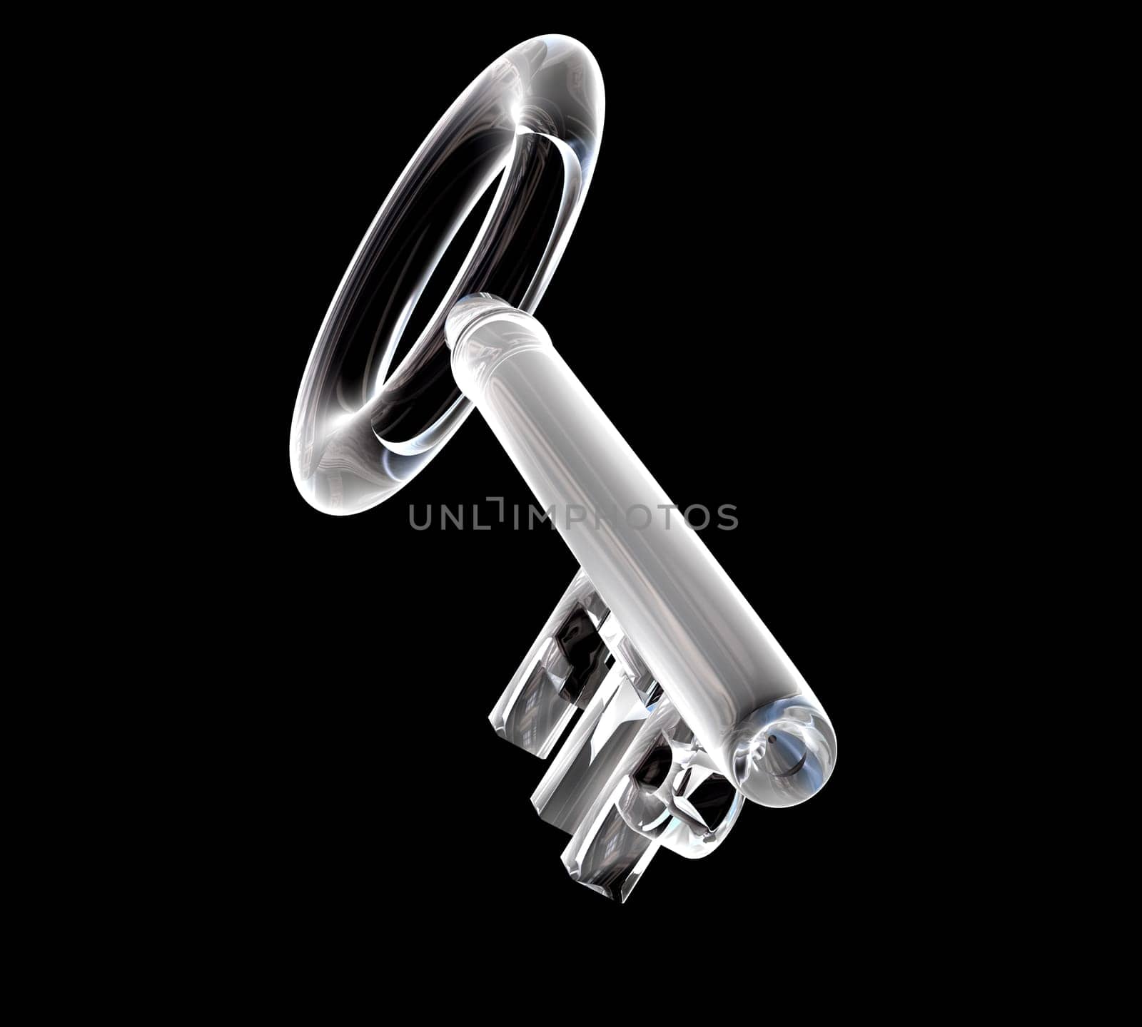 key in glass, FTP text (3d made)