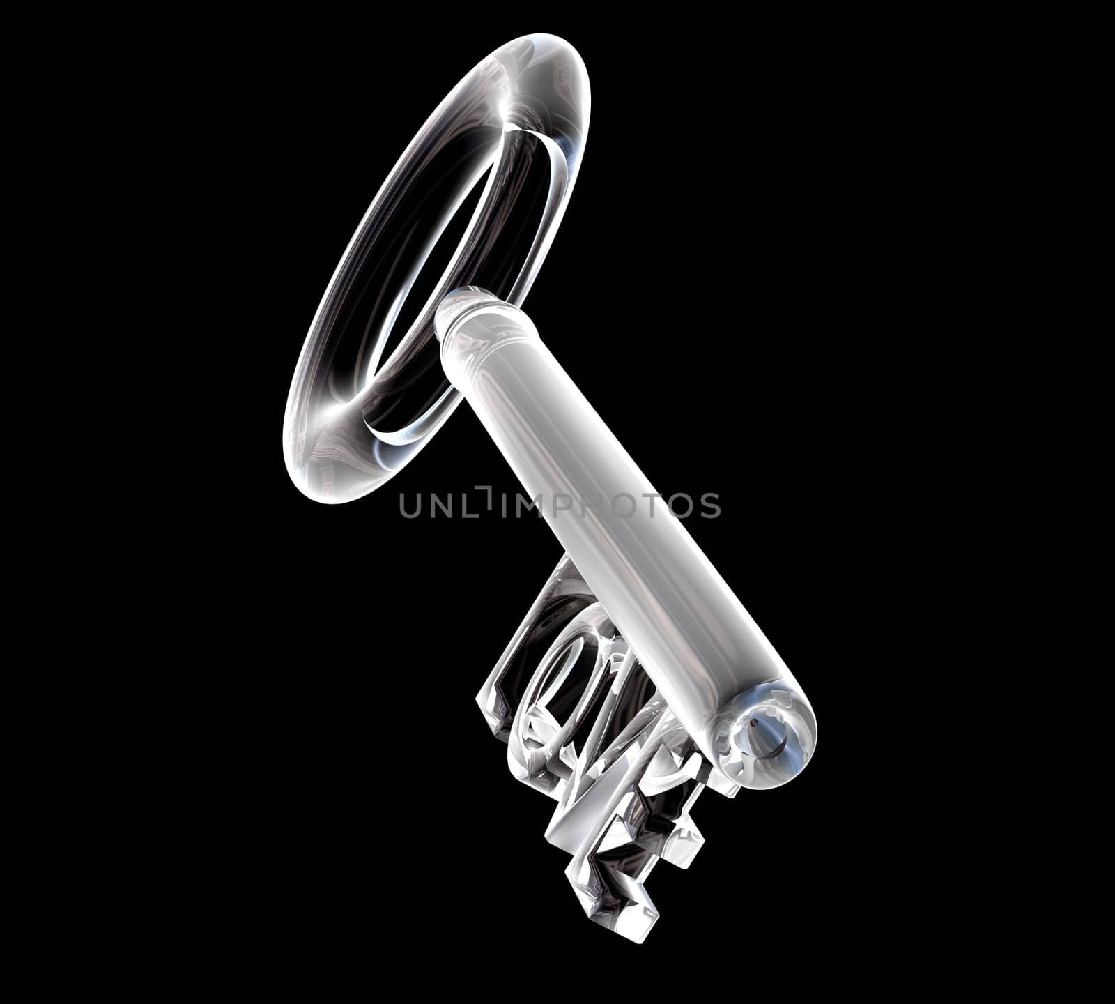 key in glass, Love text (3d made)