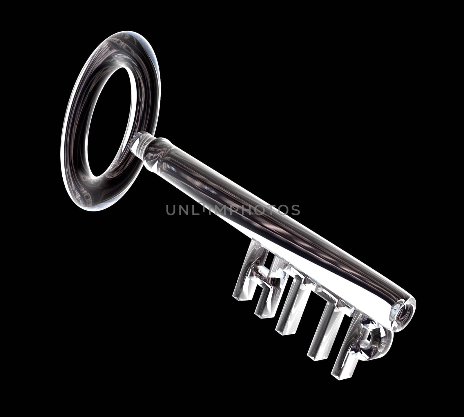 key in glass, HTTP text (3d made)