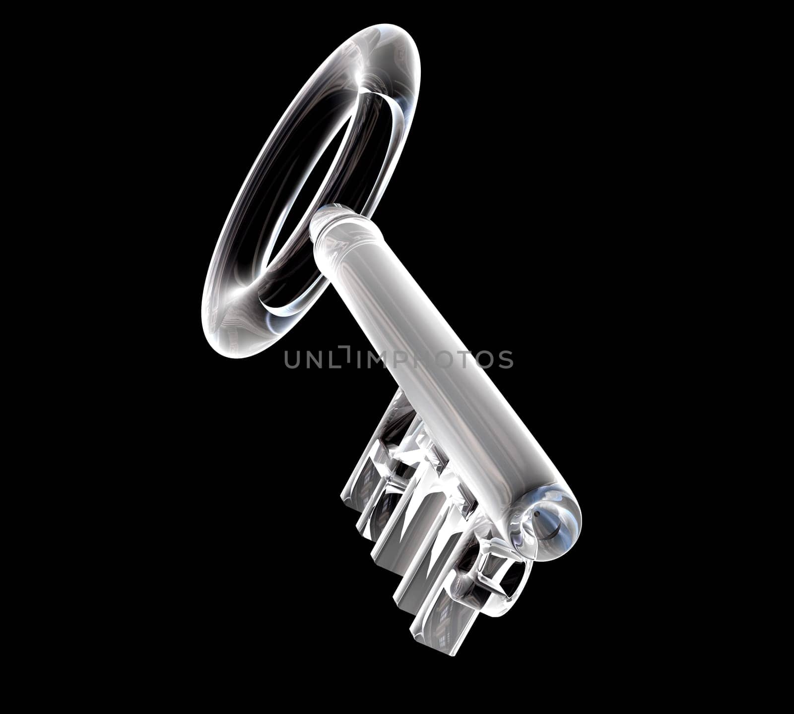 key in glass, HTTP text (3d made)