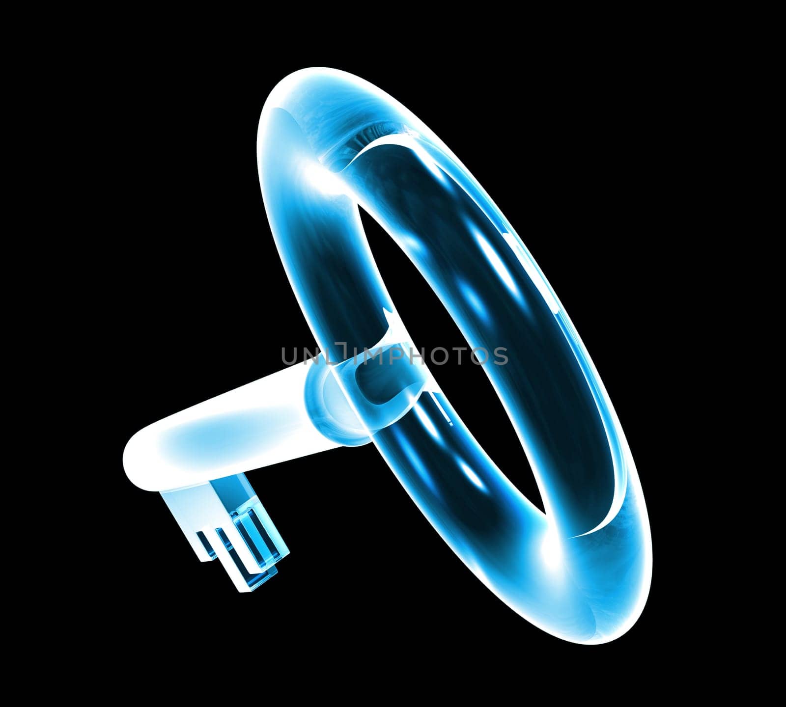 key in blue glass (3d)