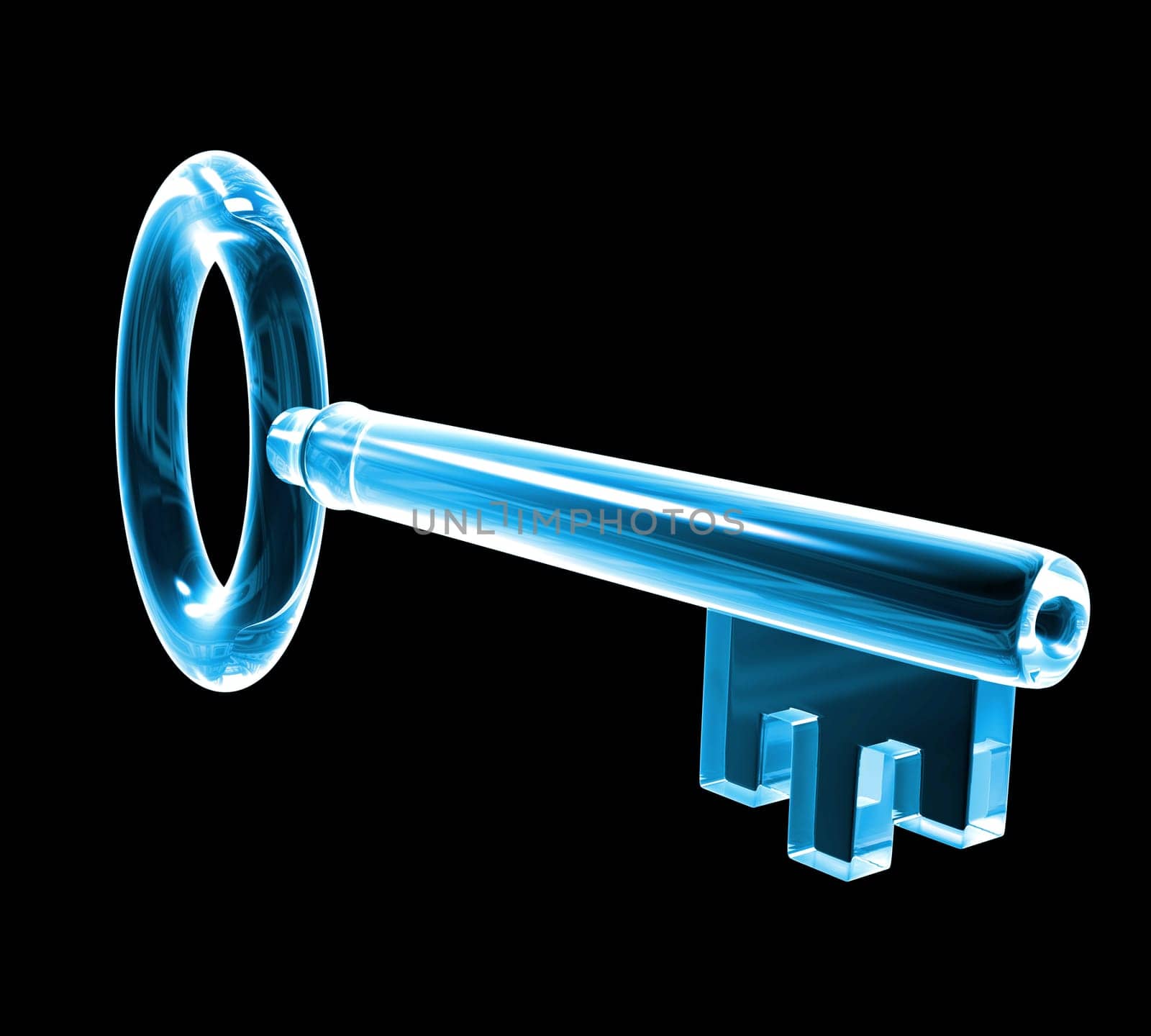 key in blue glass (3d)