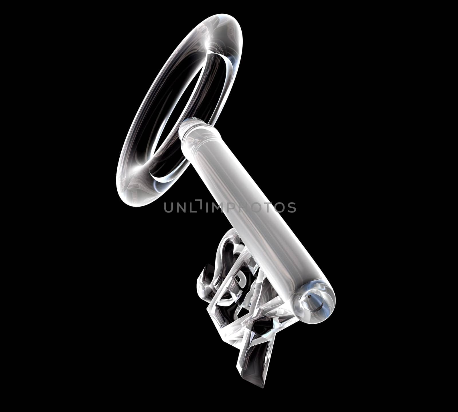 key in glass, SEX text (3d made)