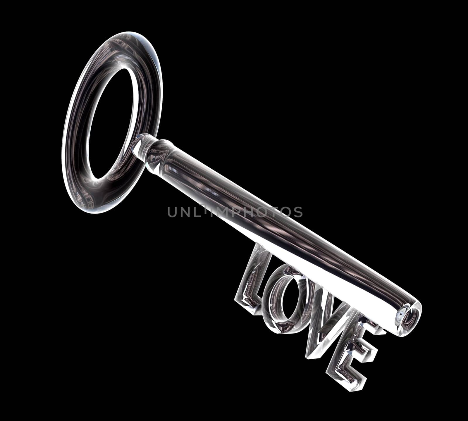 key in glass, SEX text (3d made)