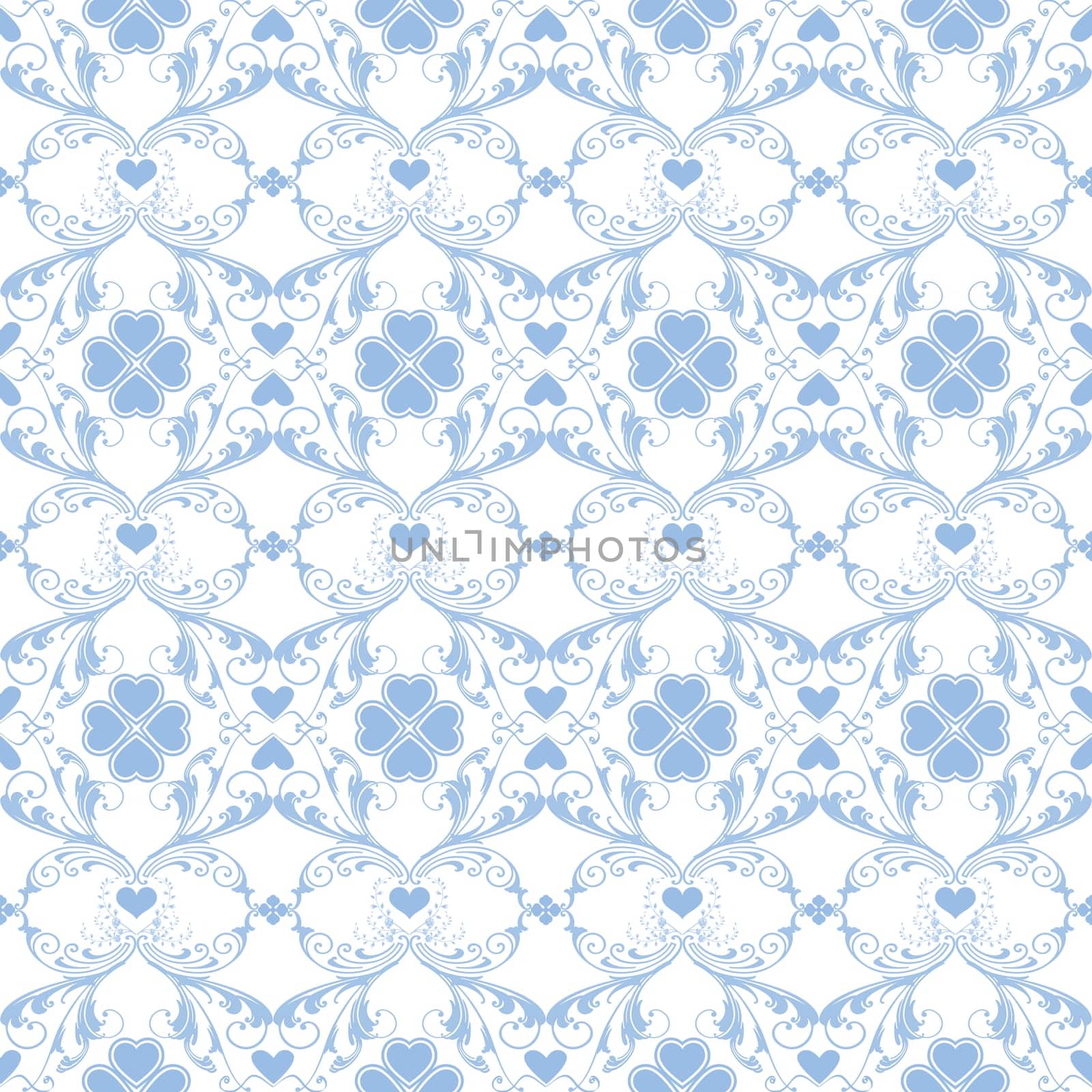 Seamless pattern of hearts and floral