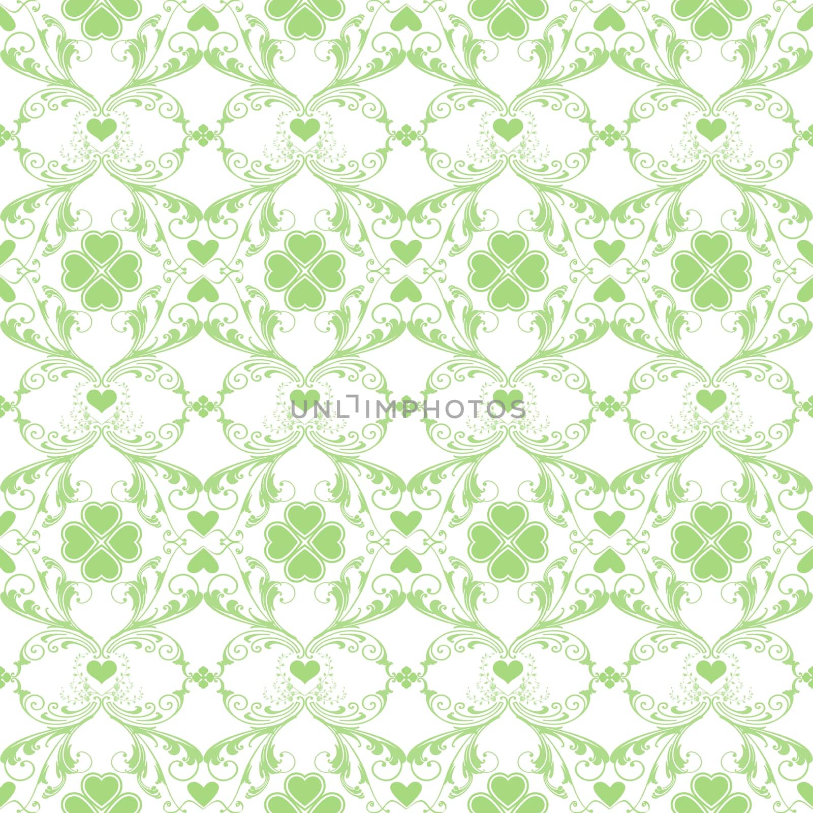 Seamless pattern of hearts and floral
