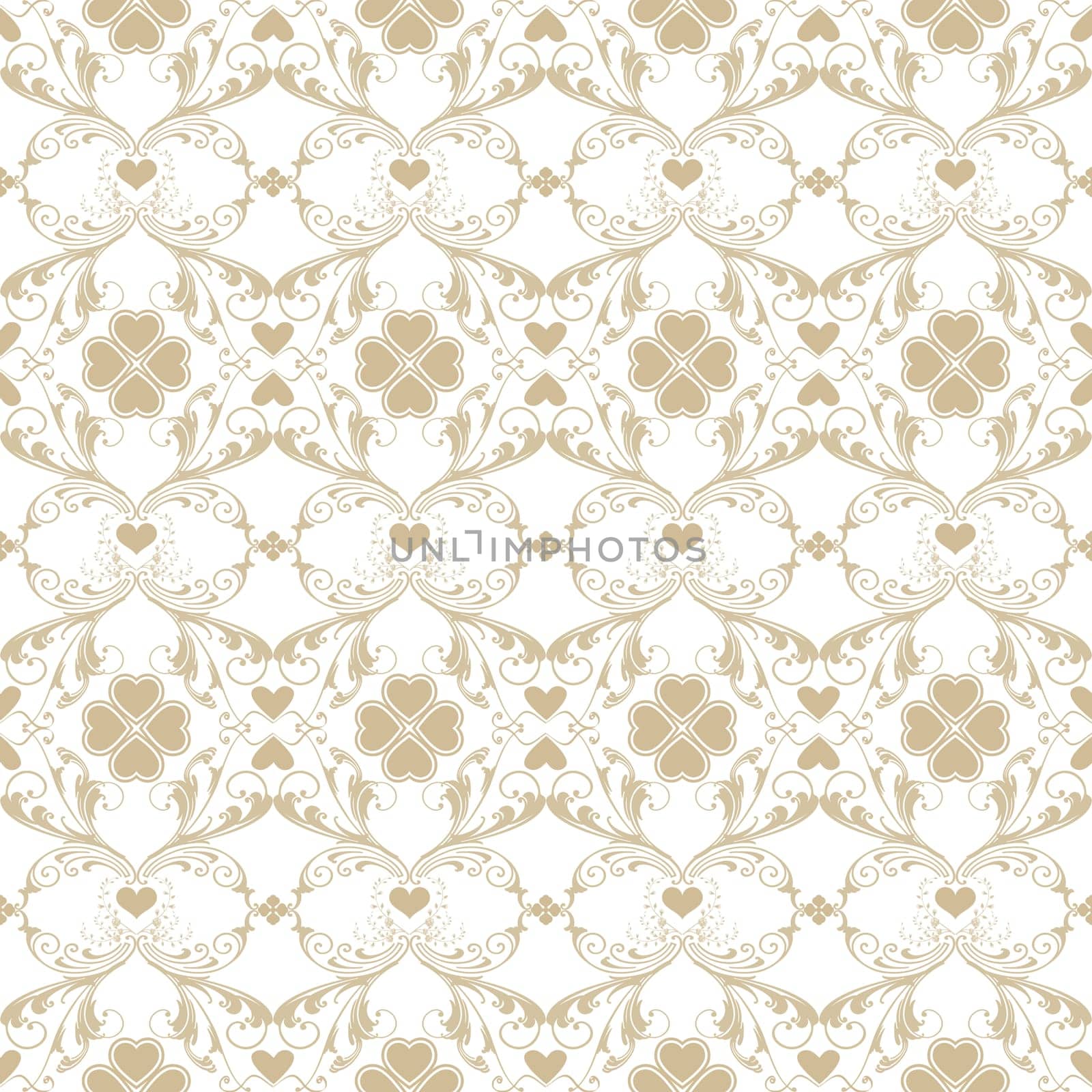 Seamless pattern of hearts and floral