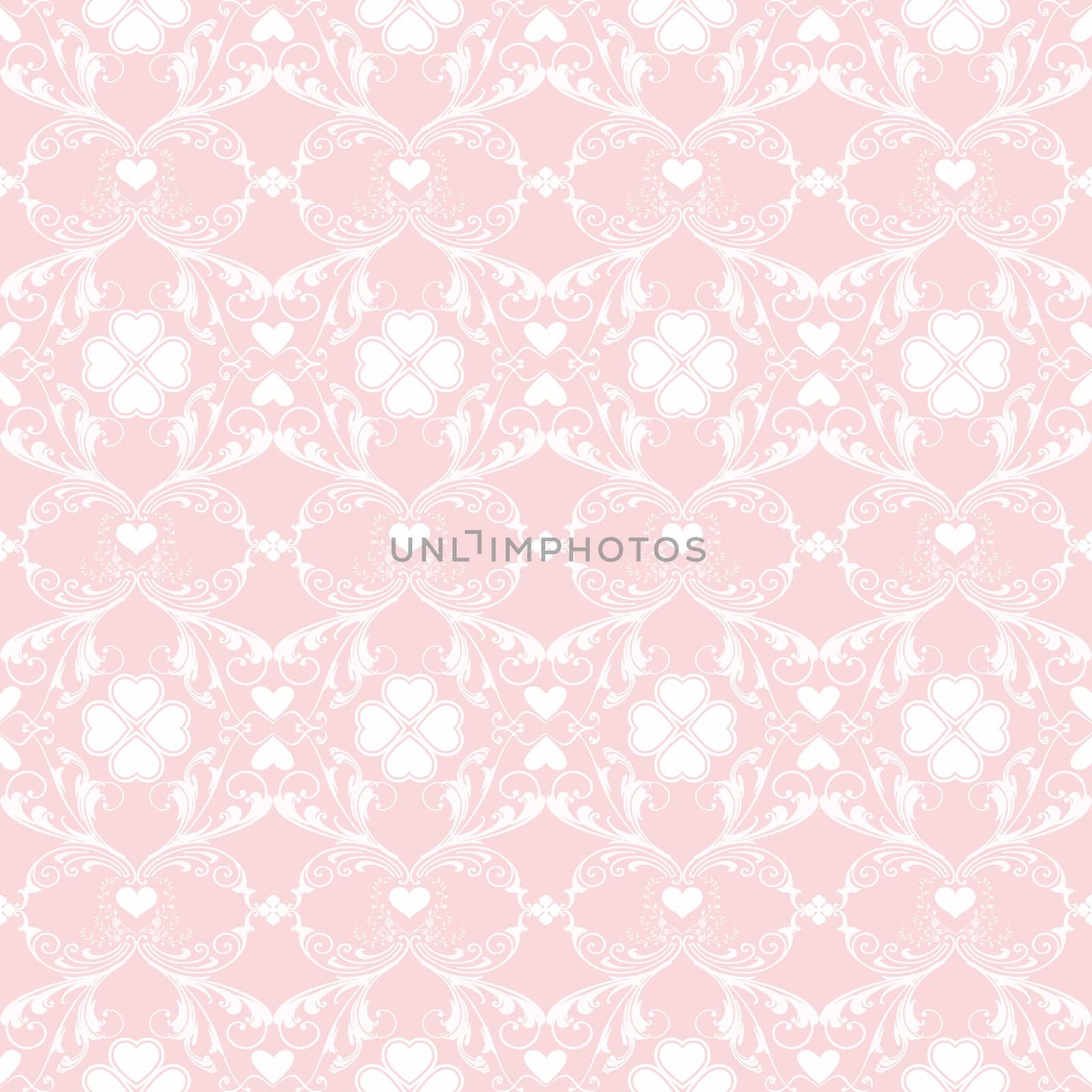 Seamless pattern of hearts and floral