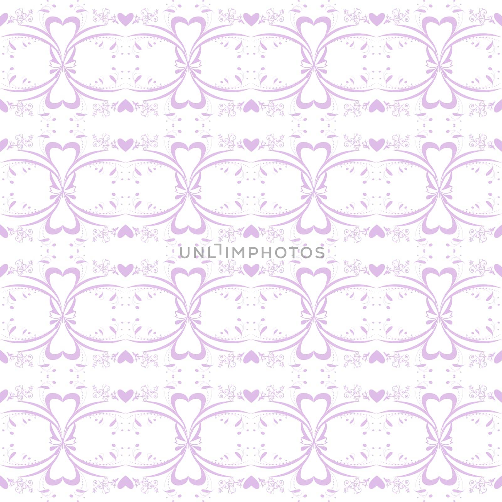 Seamless pattern of hearts and floral