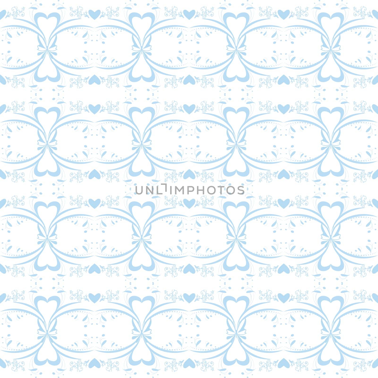 Seamless pattern of hearts and floral
