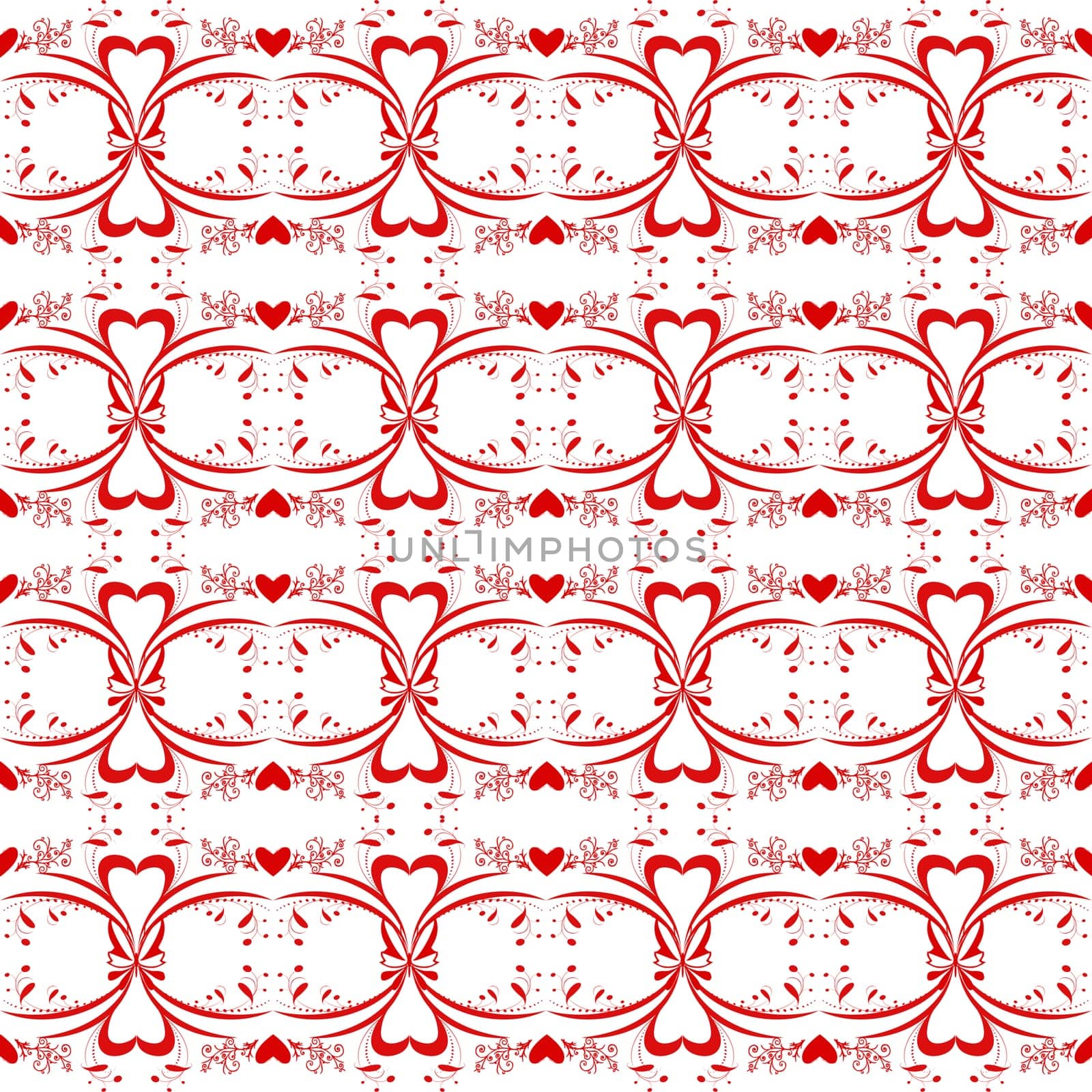 Seamless pattern of hearts and floral