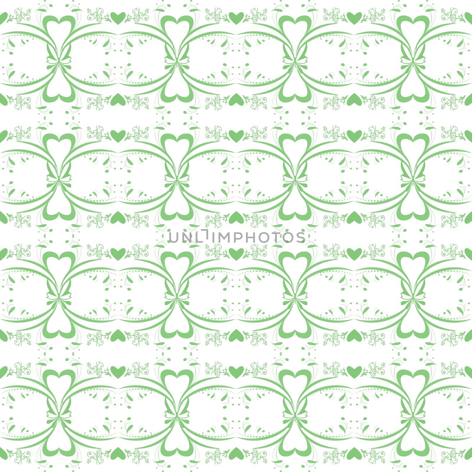 Seamless pattern of hearts and floral